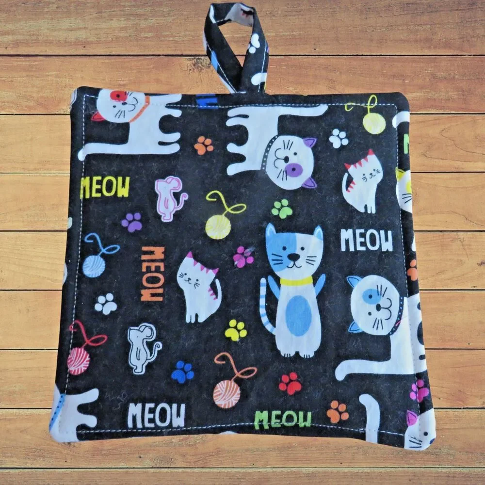 Handmade Potholder, Cats and Kittens